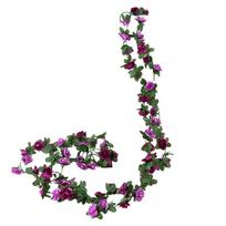 2.5M Artificial Flower Garland Realistic UV Resistant Faux Flower Rattan Vine Wedding Party Hanging Simulation Bloom Decoration violetinė