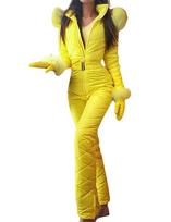 Winter Outdoor Sports Jumpsuit Slim Fit Waterproof Snowboard Suit Insulated for Women L geltona