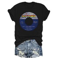Moteriški medvilniniai trumparankoviai marškinėliai Motown Baby I Need Your Loving Moteriški marškinėliai Retro vinilinė grafika Laisvalaikio juodas viršus S blue