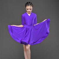 Mergaičių profesionali lotynų šokių suknelė Vaikų ballroom salsa šokių apranga Drabužiai Vaikų varžyboms Lotynų šokių scenos apranga Drabužiai 140 rožinė raudona spalva