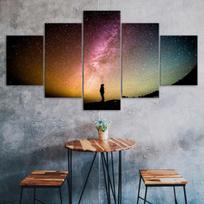 Man Universe Flaming Star Nebula Space Cosmos Canvas 5 Piece Five Panel Wall Print Modern Art Poster Picture Home Decor Gift For Him Her 20X35 20X45 20X55CM