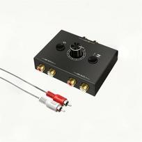 RCA Stereo Audio Switcher Audio Selector Splitter Audio Selector Switch Box with Mute and Switch Compatible with Active R/L 2(1)-in-1(2)-Out One-Key juoda