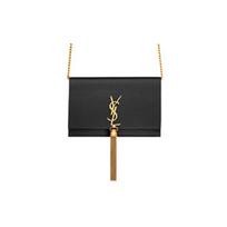 Saint Laurent Ysl Kate Madingas Minimalistinis Priekinis Logotipas Kutų Dekoracija Spaudžiamas Užsegimas Nailoninė Rankinė Per Petį Crossbody Piniginė 742833-FABQY-1000 Basic Set (Bag+Dust Bag)