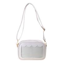 Ita krepšys su skaidriu langeliu Smeigtukų vitrina Cute Crossbody rankinė moterims ir merginoms Japoniška petinė piniginė S balta