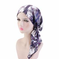 Musulmonių moterims iš anksto surištas galvos apdangalas Vidinis hidžabas Chemoterapijos kepuraitė Gėlių rašto turbanas Galvos apdangalo juosta Bandana Ilgos uodegos skara Kepuraitės Kepuraitė