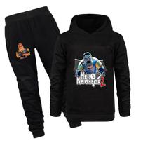 4262 Kids Boys Girls HELLO NEIGHBOR Printed Tracksuit Cotton Long Sleeves Hoodie Trousers Pants Clothes Sets 100cm
