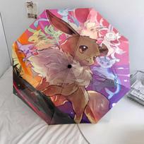 Eevee Pokémon raštas, automatiškai susilankstantis skėtis, nešiojamas ir sulankstomas dizainas, 8 šonkauliai, Kalėdų ar gimtadienio dovana. įvairiaspalvis