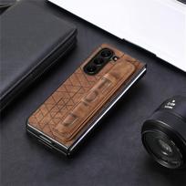 Leather Phone Case for Samsung Galaxy Z Fold 7 6 5 4 3 Fold6 Fold5  Elastic Retractable Wrist Strap Cover with Pen Holder Lwd Galaxy Z Fold7