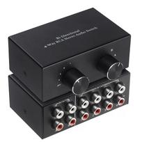 RCA Audio Output Analog Audio Noiseless Stereo Speaker Selector for Phono TV Headphones Soundbar PC Audio Splitter L/R Switcher, 4(2)-in-2(4) Switch, juoda