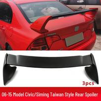 Rear Spoiler Wing for 06-15 Eighth Gen Civic, Si Ming Taiwan Style, Three-Section Sport Design