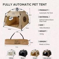 Portable Pet Tent Foldable Pet Playpen for Dogs and Cats Indoors Outdoors Fully Automatic Waterproof Pet Tent with chaki