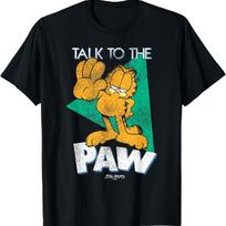 Garfieldas Apgailėtinas Kalbėk su Letena Retro Animacinis Katė Marškinėliai S juoda