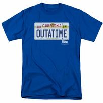 Back to the Future Outatime Plate T Shirt Mens Licensed Retro Movie Royal Blue XL