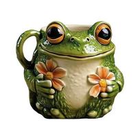 Frogs And Flower Themed Porcelain Cup Insulated Drinking Mug with Handle Perfect For Home Decoration 1