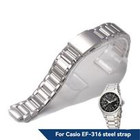 EF-316 Išgaubtas plieninis laikrodžio grandinėlė Casio EF316 EF 316 Laikrodžio aksesuaras Pakeltas plienas 22x13mm Vyriška apyrankė Apyrankė ant riešo 22x13mm sidabras