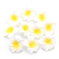 10 vnt. putplasčio frangipani gėlių galvutės, spalvingos havajietiškos dirbtinės gėlės, namams, vestuvių vakarėliui, Havajų paplūdimio atostogų dovanų dekoras 5cm yellow