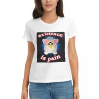 Women TShirt Furby Existence Is Pain Summer Short Sleeve Tees ONeck Cotton T Shirts Clothes Tops Streetwear S