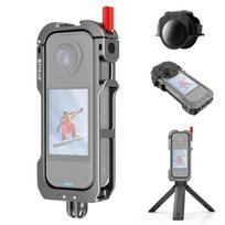 Insta360 X4 Air PULUZ Metalinis Apsauginis Narvas Išplėtimo Rėmas su Šalto Batuko Pagrindais & Objektyvo Dangteliu (Pilka) tamsiai pilka spalva