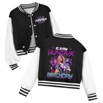 Huntrix Rumi Girls Kpop Demon Hunters Costume Zoey Mira Print Baseball Uniform Autumn Long Sleeve Jacket Coat Fans Gift For Kids 110cm