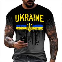Ukrainietiški marškinėliai vyrams 3D vintažinis spaudas vėliava trumpomis rankovėmis Harajuku topas dideli marškiniai vyriškiems drabužiams 4822 S