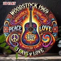 Vintažinis 1969 m. Woodstock metalinis skardinis ženklas Muzikos festivalio sienos dekoras Menas 20x20 įvairiaspalvis