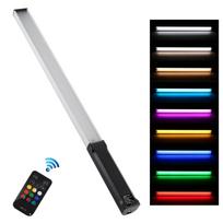 PULUZ RGB spalvinga nuotraukų LED lazda, reguliuojama spalvų temperatūra, rankinė LED užpildymo lemputė su nuotolinio valdymo pultu juoda