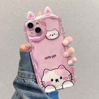 3D katės ausys varlės akys mielas drovus gyvūnas dėklas Samsung Galaxy S25 Plus S23 S24 Ultra FE A56 A16 A36 A55 A35 A54 A53 A15 A26 5G Samsung A56 5G