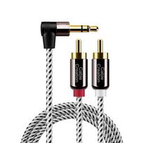 Cablecreation to RCA Stereo Audio Conversion Cable Compatible with 3.5mm Y-Splitter Cable, Smartphones/MP3 Players/Speakers/Tablets/Home juoda