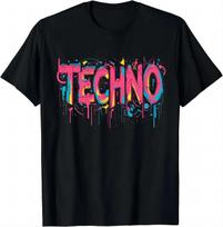 Techno Music Optical Illusion Glitch Trippy EDM Rave T-Shirt  Vintage  Women Clothes   Top  Ropa De Mujer - Men's Summer Cott... S įvairiaspalvis
