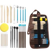 DIY Pottery Clay Sculpting Tools Art Craft with Carrying Bag Pottery Carving Tool Kit Pottery Sculpting Polymer Sculpture Set