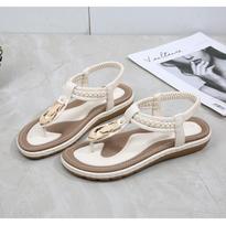 Ladies Clip Toe Sandals Summer Anti-slip Clip Foot Flat Bottom Metal Buckle Casual Flat Heel Cool Slippers 35 abrikosas