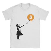 Banksy Balloon Girl Bitcoin Spray T Shirts Men's  100% Cotton Fashion for Male T-Shirts  Short Sleeve Clothing Graphic Printe... S įvairiaspalvis