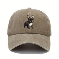 Retro skalbta beisbolo kepurė su prancūzų buldogų raštu, tinkama tiek vyrams, tiek moterims, „dad hat“ Adjustable chaki