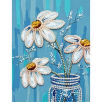 DIY 5D Little Daisy Pearl Art Kit No Frame Pearl Diamond Painting for Adults 30x40cm Floral Gem Art for Home Wall Decoration & Craft Gift 30x40cm