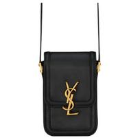 Saint Laurent Ysl Solferino Gold Letter Logo Snap Closure Smooth Leather Mini Crossbody Bag Men Bags Black 753963-BWR0W-1000 Basic Set (Bag+Dust Bag)