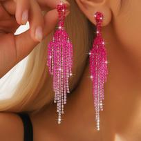 Amazon's best-selling wholesale rose red series super sparkling earrings for women with a high-end and elegant temperament