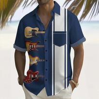Men's Guitar Musical Notes Shirt Button Up Shirt Short Sleeve Fashion Casual Daily Music Festival Summer Shirts S