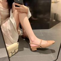 French square toe Mary Jane shoes spring new water diamond square buckle thick heel sandals single shoe 32