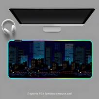 Pixel Art Cityscapecl Mouse Pad RGB Gaming Mouse Pad Desk Mat HD Gamer Large LED Light XXL MousePads RGB600x300x3mm