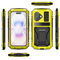 iPhone 17 Metal Tri-Proof Silicone Case with Shockproof, Drop-Proof Protection & Desktop Stand Compatible with iPhone 17 geltona