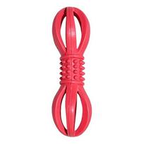 Rubber Pet Toy Dumbbell Shape with Raised Particles Dog Toy Cleans Teeth Massages Gums Toy Enhances Oral Health Chew Toy raudona