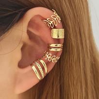 5PCS Retro Multi-element Leaf Geometric Ear Cuff Non-Piercing Ear Bone Clip Men and Women