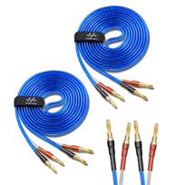LR Set Plug By 24K Pure Copper Speaker Fully with Cable 2 Cables per Set [Banana Pre-Processed] [WYVERN AUDIO] Cable, Assembled, Pre-Soldered, Strap, mėlyna