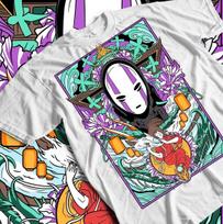 No-Face Spirited Away T-shirt, Ghibli Chihiro Haku Anime Gift Shirt, All Size S
