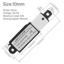 Mini elektrinis linijinis pavara 12V 10-200mm eiga Elektrinė stūmuoklinė kėlimo linijinio judesio pavara namų automatizavimui su tvirtinimo laikikliais 10 mm