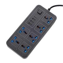 Universal Power Strip 1.8m Extension Cord with USB-C & USB Ports Multi-Outlet Electrical Socket UK Plug Black