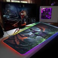 W-WorldS Of W-WarcraftS Pelės kilimėlis RGB apšviestas pelės kilimėlis Nešiojamojo kompiuterio pelės kilimėlis Nešiojamojo kompiuterio žaidėjo Kompiuterio stalas Žaidimų priedai RGB600x300x3mm