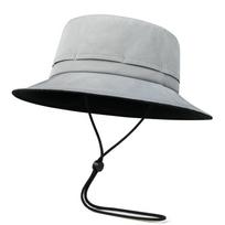 FEINION Men Women Outdoor Bucket Hat Outdoor Climbing Fishing Hiking Hats with Chin Straps Beach UV Protection Boonie Sun Hat One Size pilka spalva