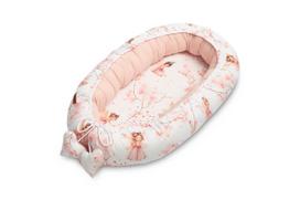 SENSILLO kūdikių lizdas muslino su fėjomis Pink 80x45 + pagalvė | SILLO-22897 | 5908310398938