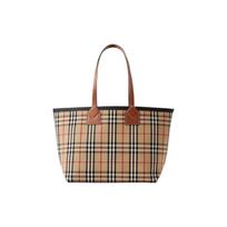Burberry London Check Atviro Dizaino Medvilninio Drobės ir Veršio Odos Rankinė Moteriškos Rankinės Akmens Rudumo Juoda 80662231 Basic Set (Bag+Dust Bag)